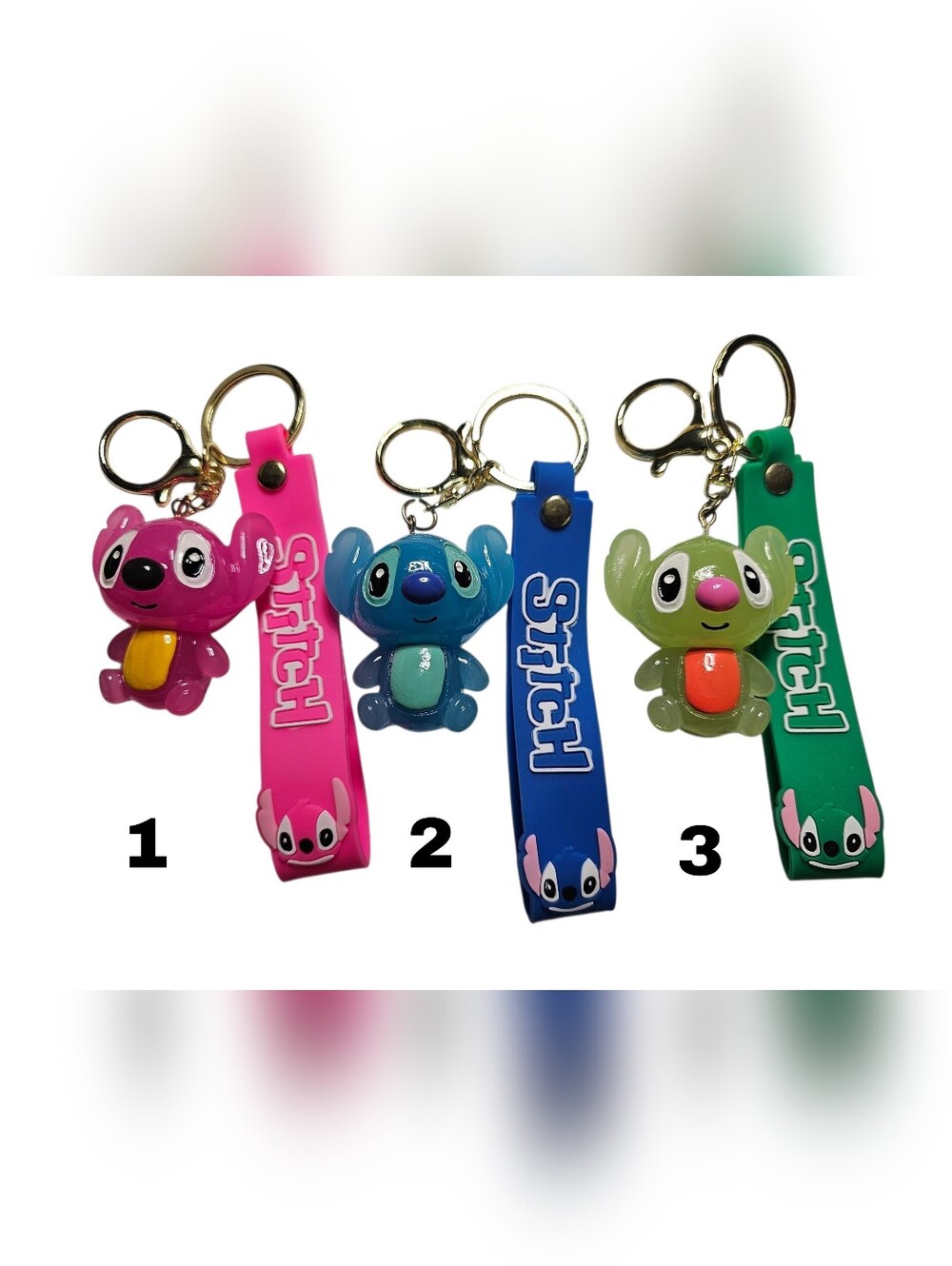 STITCH (Pick 1) Silicone Keychain - Pink, Blue Or Clear NWOT